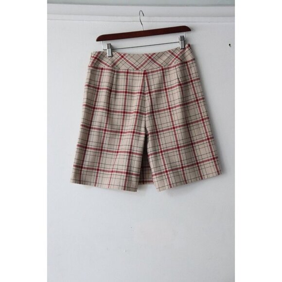 St. John Sport Women Size 4 Small Beige Red Skort Plaid Pleated Mini Skirt Skort - Picture 7 of 7